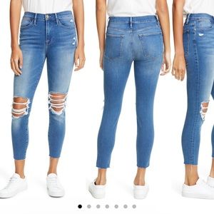 Frame Ripped High Waist Crop Skinny Jeans size 31